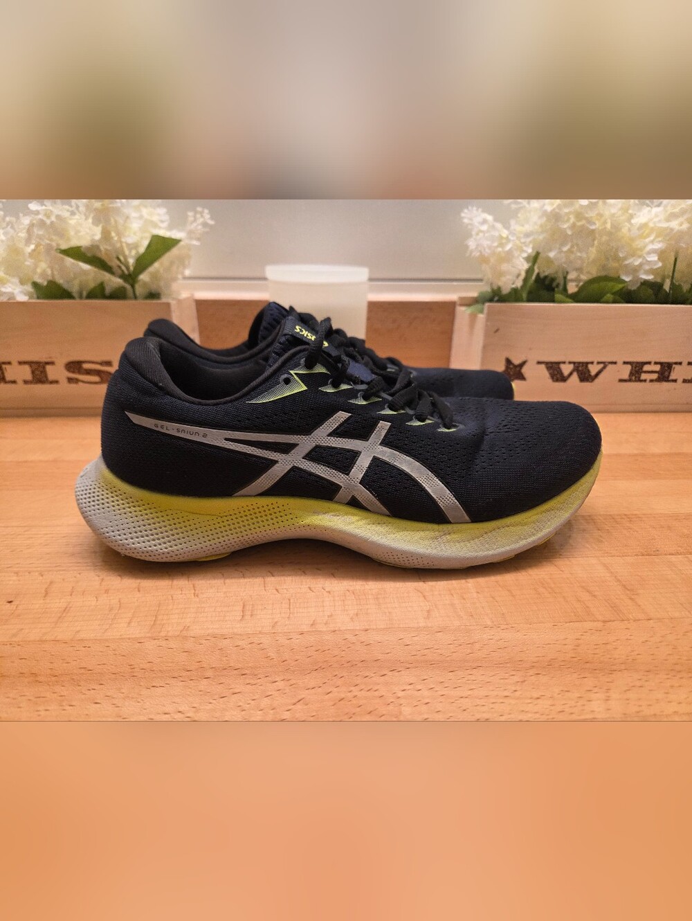 ASICS GEL-Saiun 2 Running Shoes Black/Silver/Yellow Mens Size 9.5